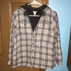NWOT LLBean Fleece-Lined Flannel Hoodie